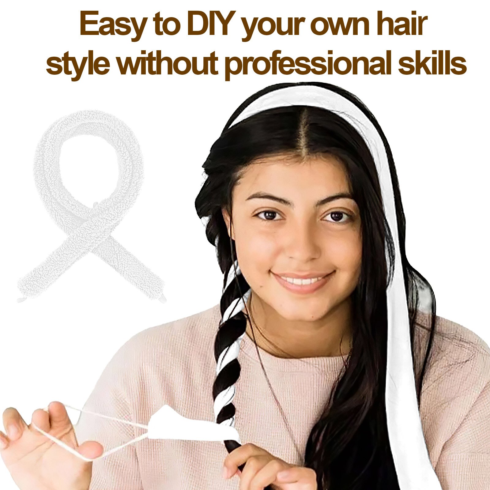 Satin Heatless Hair Curler, Lazy Natural Soft Wave DIY Heatless Curls For Sleep In Overnight, For All Hair Types 4 Satin Heatless Hair Curler, Lazy Natural Soft Wave DIY Heatless Curls For Sleep In Overnight, For All Hair Types - Image 4