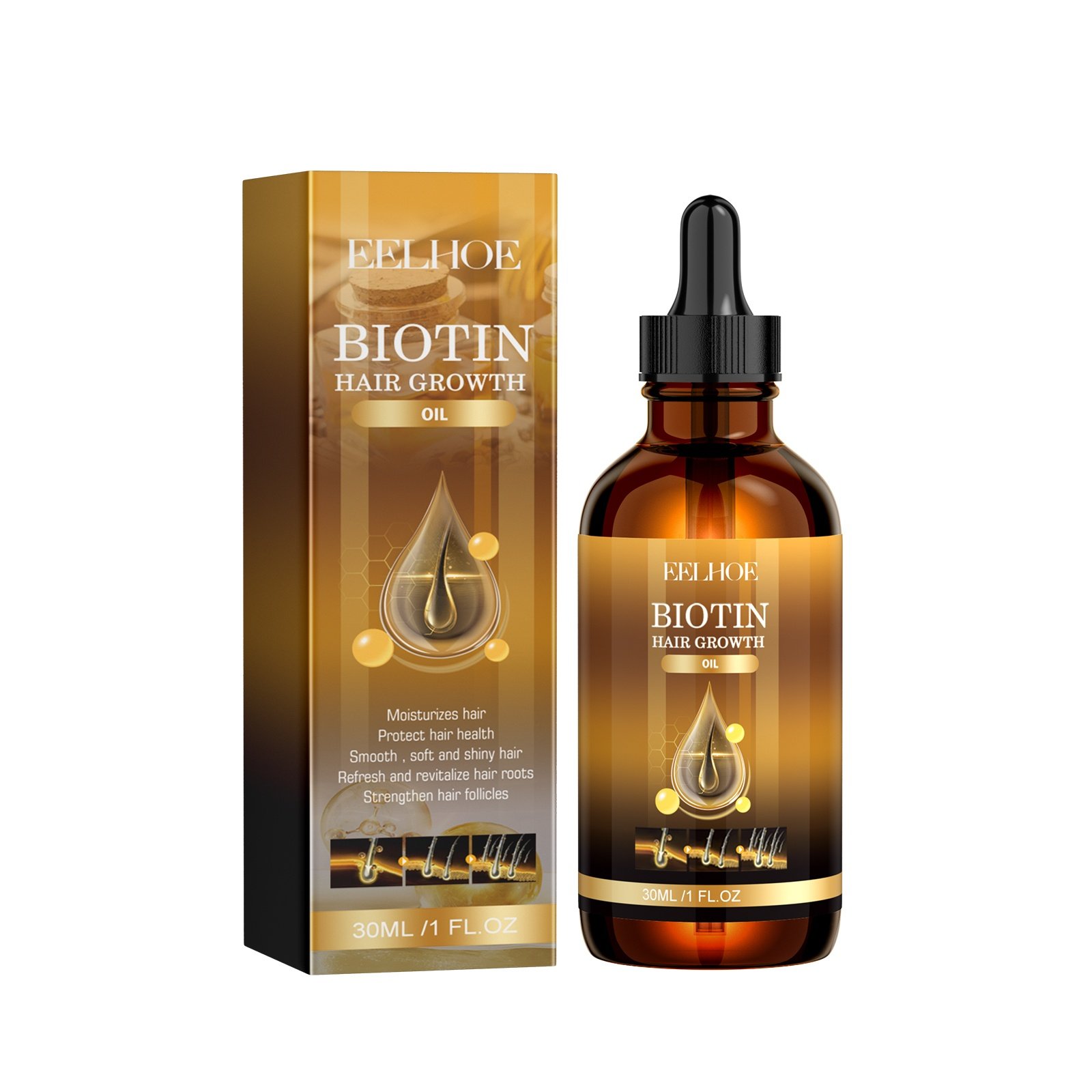 EELHOE Biotin Hair Treatment Oil Deeply Moisturizing Scalp Massage Treatment Thick And Smooth Hair Care Oil 5 EELHOE Biotin Hair Treatment Oil Deeply Moisturizing Scalp Massage Treatment Thick And Smooth Hair Care Oil - Image 5