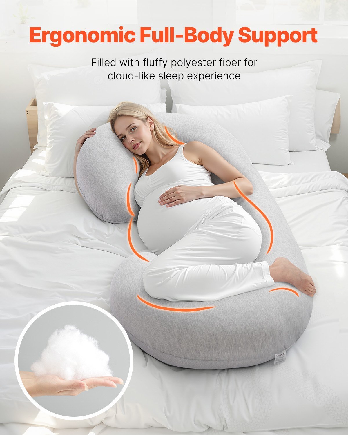 Pregnancy Pillow, C-Shaped Full Body Maternity Pillow For Sleeping, Ultra-Soft And Breathable Pregnant Support Pillows With Removable & Washable Cover, Perfect For Back, Belly, Hip, Legs Relief 2 Pregnancy Pillow, C-Shaped Full Body Maternity Pillow For Sleeping, Ultra-Soft And Breathable Pregnant Support Pillows With Removable & Washable Cover, Perfect For Back, Belly, Hip, Legs Relief - Image 2
