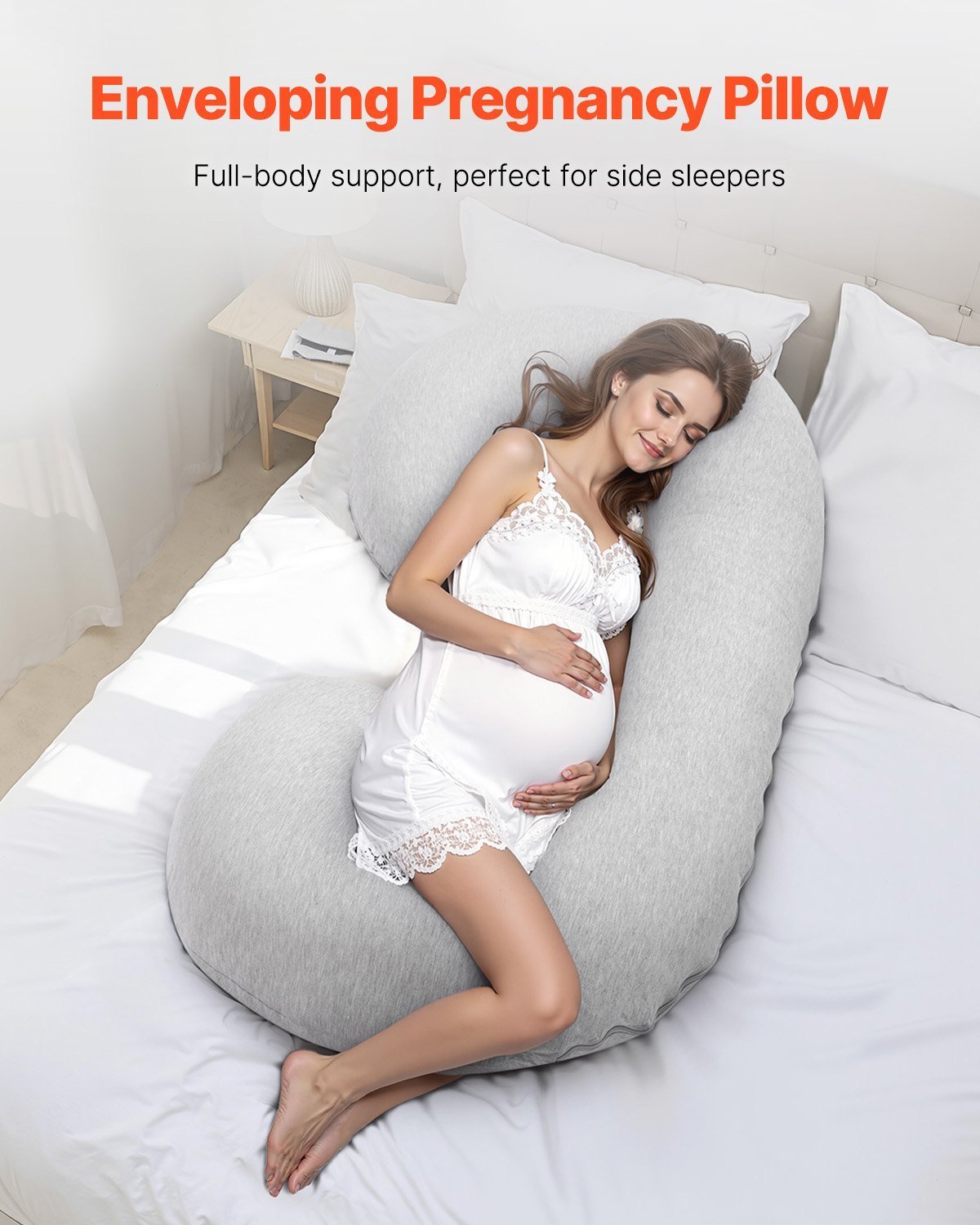 Pregnancy Pillow, C-Shaped Full Body Maternity Pillow For Sleeping, Ultra-Soft And Breathable Pregnant Support Pillows With Removable & Washable Cover, Perfect For Back, Belly, Hip, Legs Relief 4 Pregnancy Pillow, C-Shaped Full Body Maternity Pillow For Sleeping, Ultra-Soft And Breathable Pregnant Support Pillows With Removable & Washable Cover, Perfect For Back, Belly, Hip, Legs Relief - Image 4