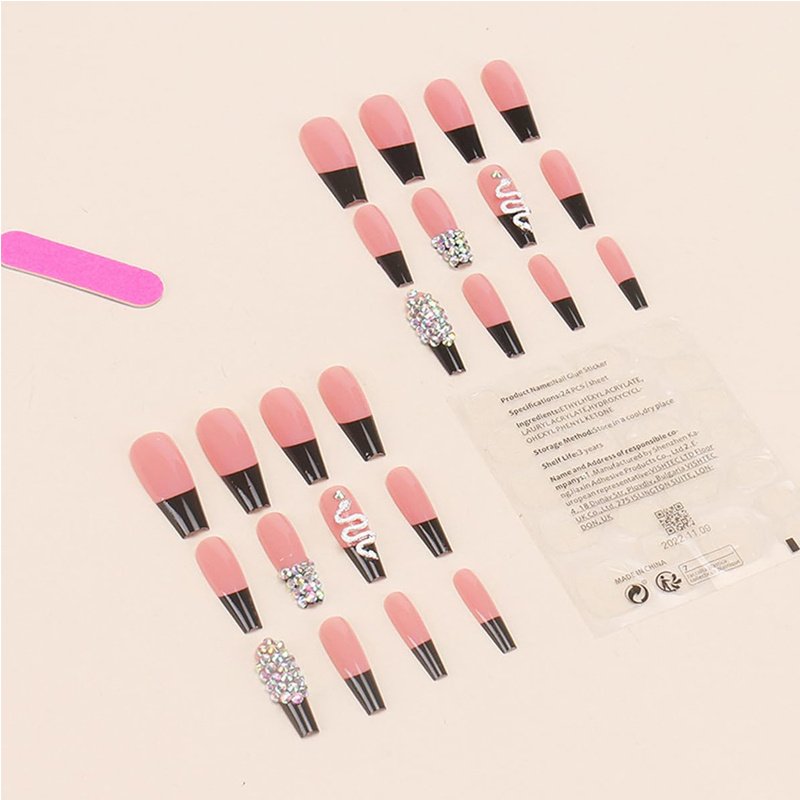 24 PCS Diamond Snake Nail Art, Long Length Long Water Pipe Fake Nails,Square Head Nail Tips False Nail 8 24 PCS Diamond Snake Nail Art, Long Length Long Water Pipe Fake Nails,Square Head Nail Tips False Nail - Image 8