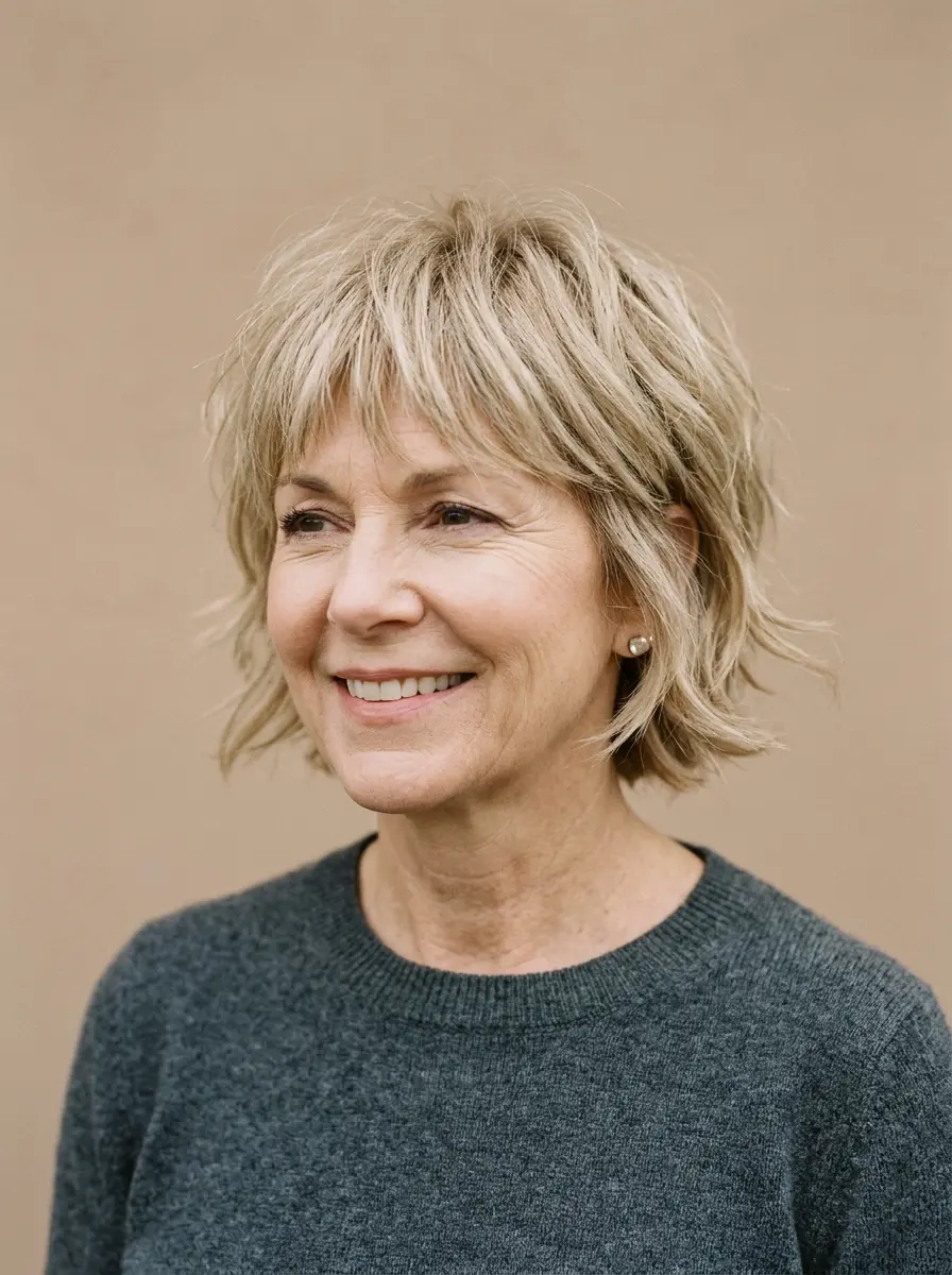 Beige blonde shaggy bob 202606191613