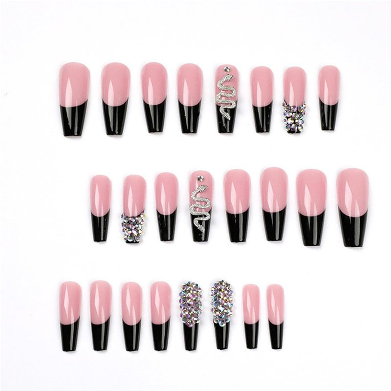 24 PCS Diamond Snake Nail Art, Long Length Long Water Pipe Fake Nails,Square Head Nail Tips False Nail 2 24 PCS Diamond Snake Nail Art, Long Length Long Water Pipe Fake Nails,Square Head Nail Tips False Nail - Image 2