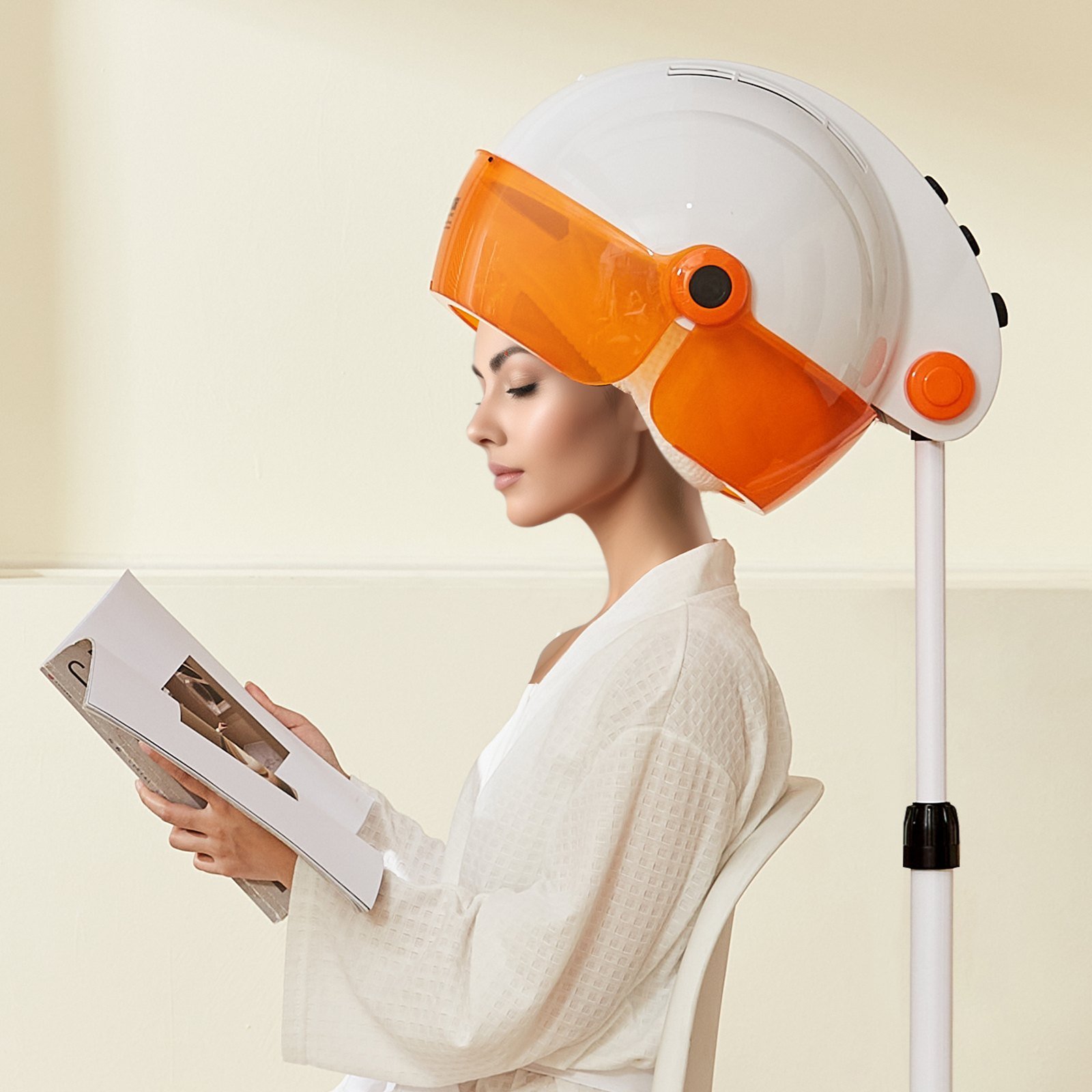 Professional Hooded Dryer, 1875W High-Power Bonnet Hair Dryer, Sit Under Hair Dryer With Timer, 3 Temp Settings & Wind Speed, Floor Standing Rolling Base With Wheels For Beauty Salon Home Spa 18 Professional Hooded Dryer, 1875W High-Power Bonnet Hair Dryer, Sit Under Hair Dryer With Timer, 3 Temp Settings & Wind Speed, Floor Standing Rolling Base With Wheels For Beauty Salon Home Spa - Image 4