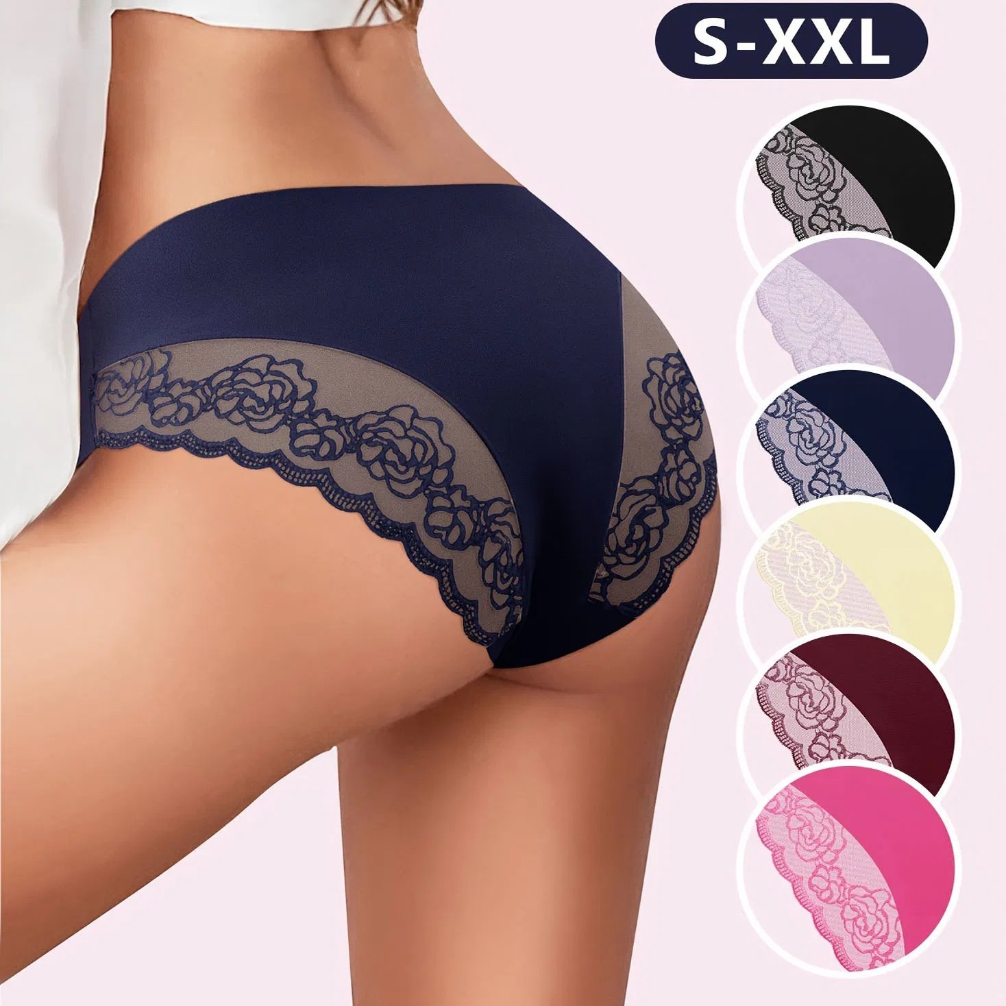 6 Packs Multi-Color Sexy Lace Triangle Panties Low Elastic Waist Fashion Women'S Hip Lifting Underwear Patchwork Lace 1 6 Packs Multi-Color Sexy Lace Triangle Panties Low Elastic Waist Fashion Women'S Hip Lifting Underwear Patchwork Lace
