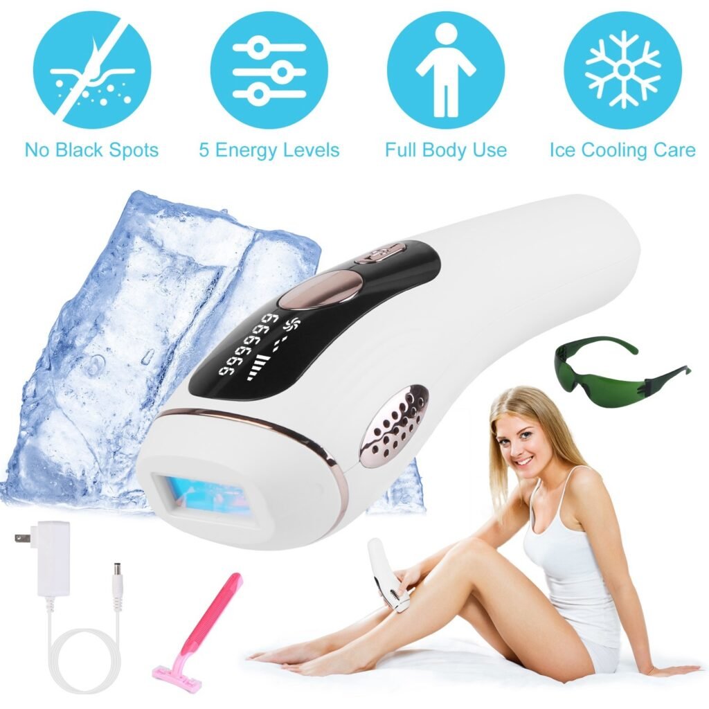 1Pc Laser Hair Removal For Summer Swimming Woman Man Ice Cooling Permanent IPL Hair Remover With Painless 999999 Flashes Home Use Lasting Hair Reduction For Armpits Legs Arms Bikini Line