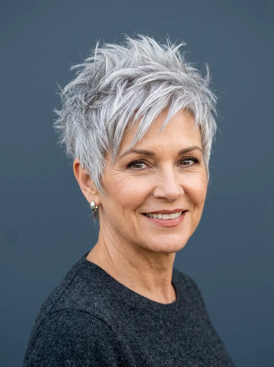 edgy choppy pixie haircuts for women over 50 with 1091