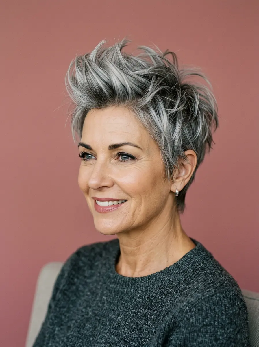 edgy choppy pixie haircuts for women over 50 with 1093