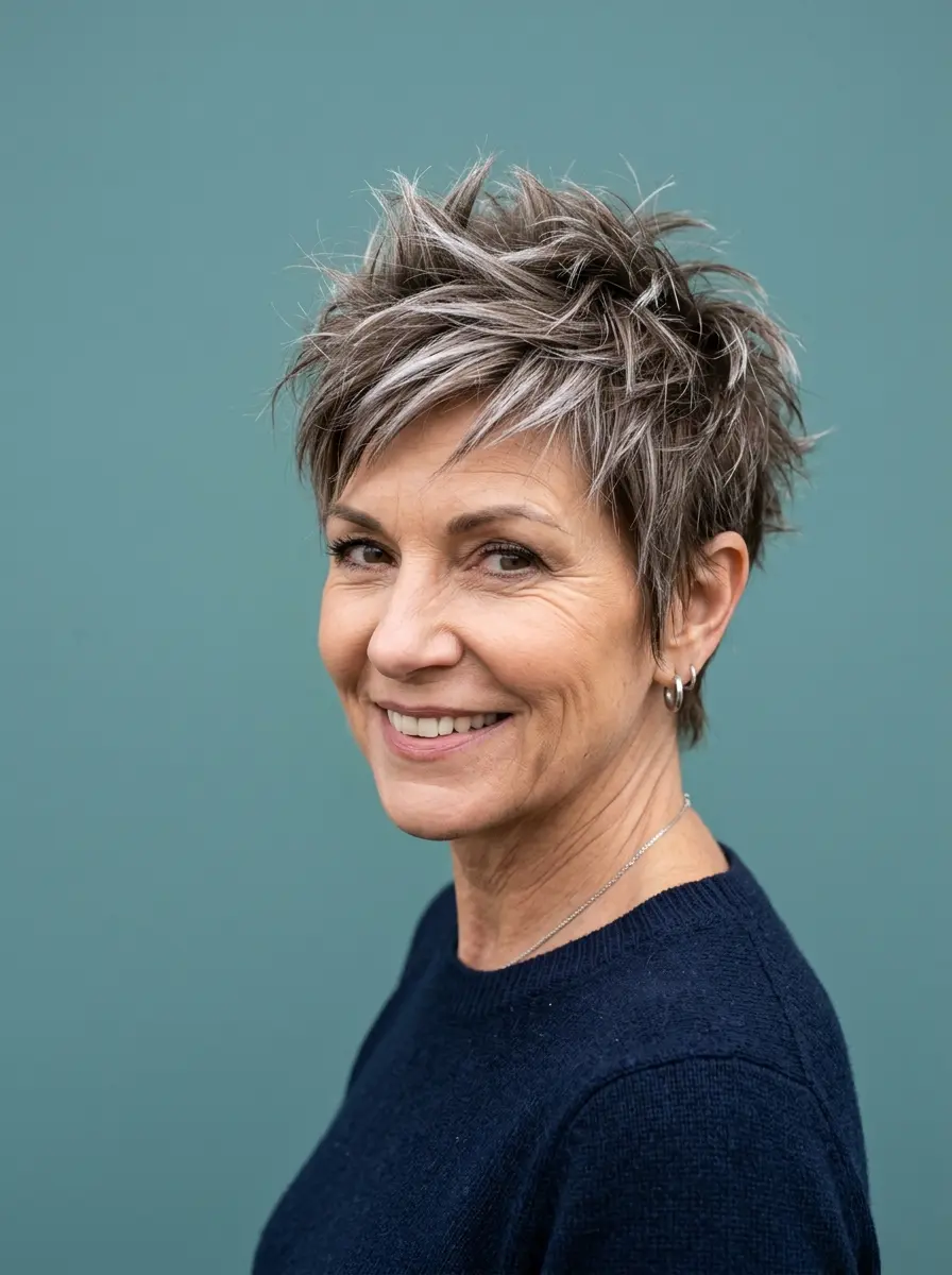 edgy choppy pixie haircuts for women over 50 with 1104