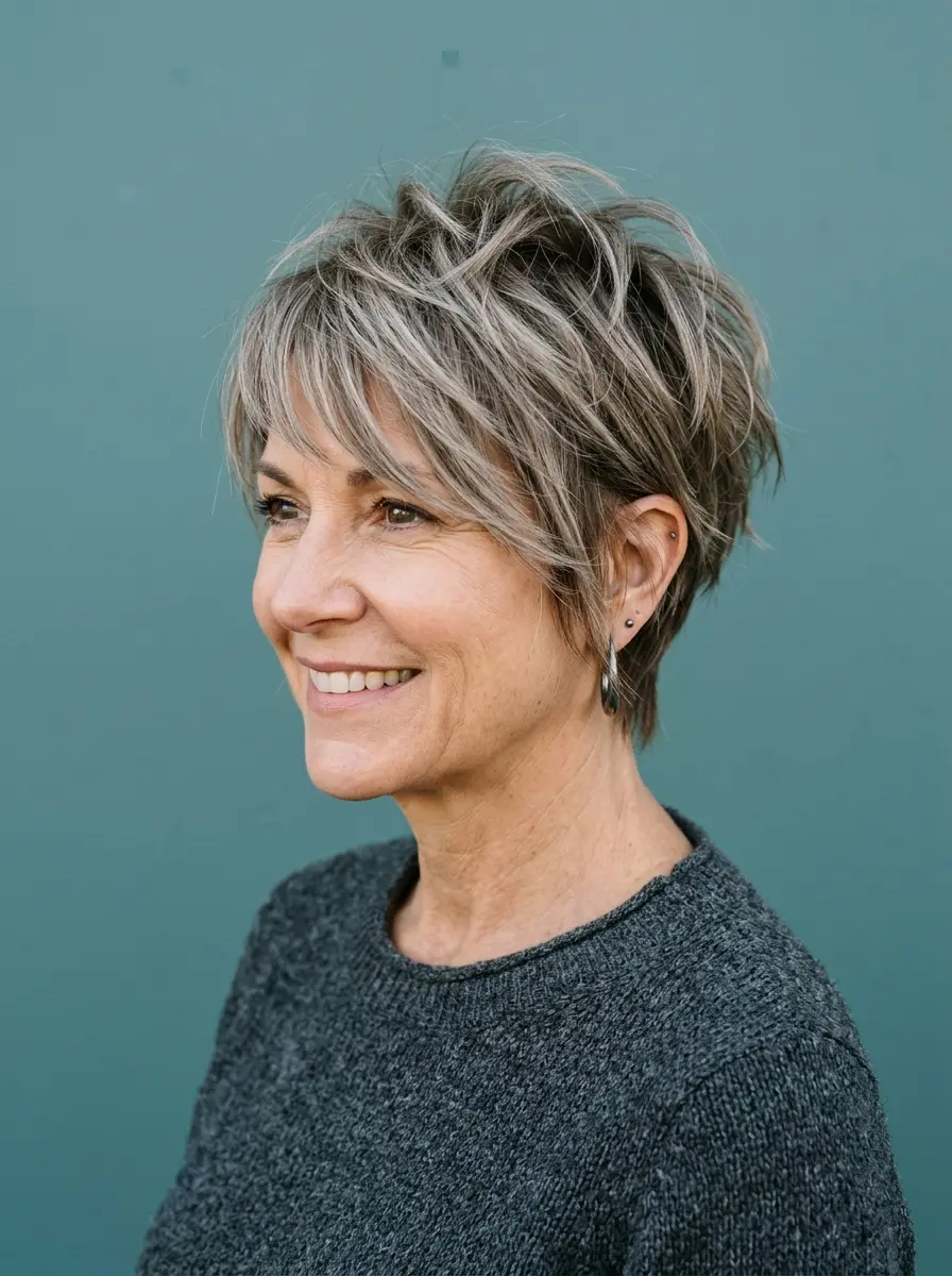 edgy choppy pixie haircuts for women over 50 with 1106