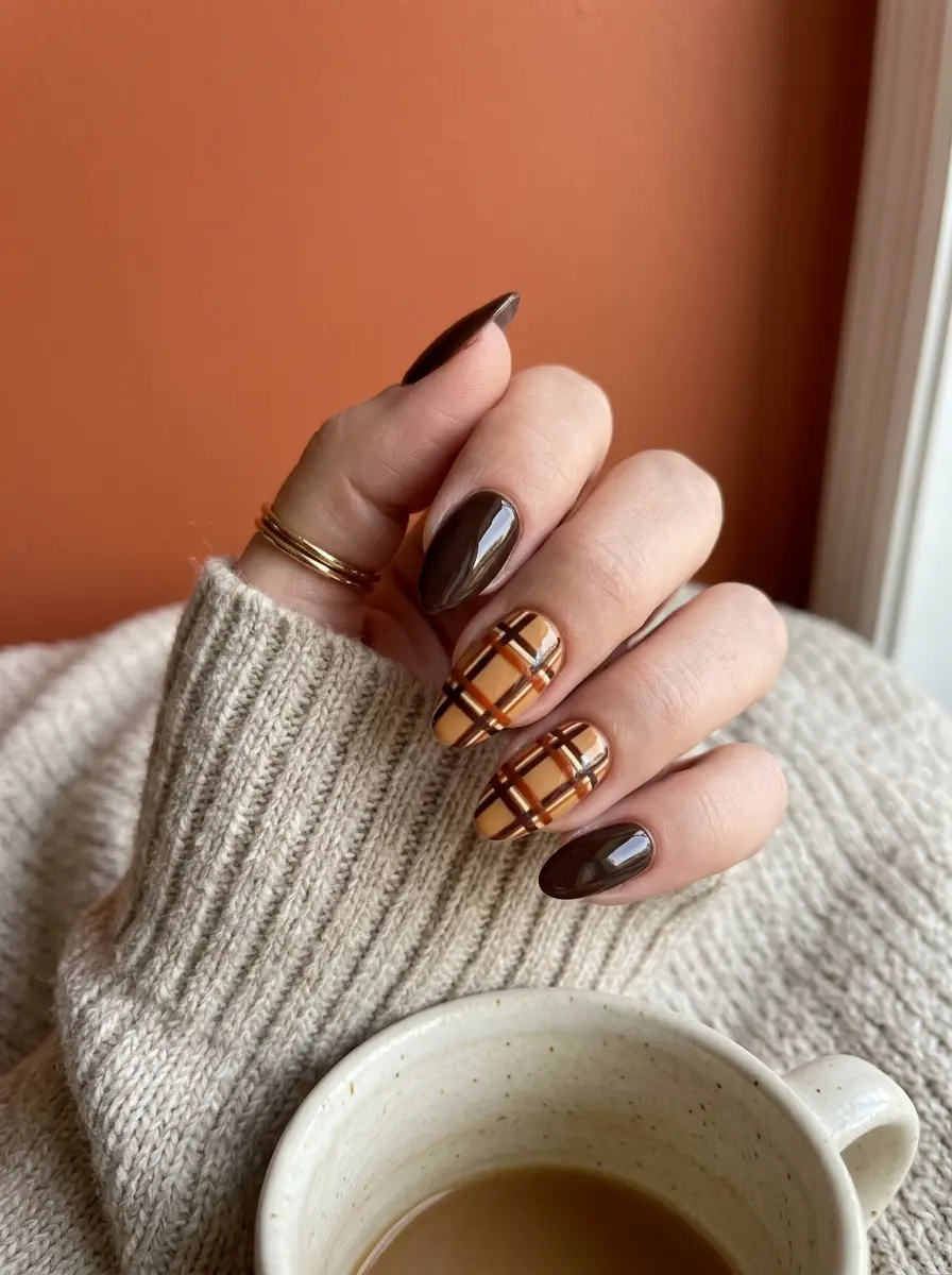 fall nail ideas so pretty plaids 1235