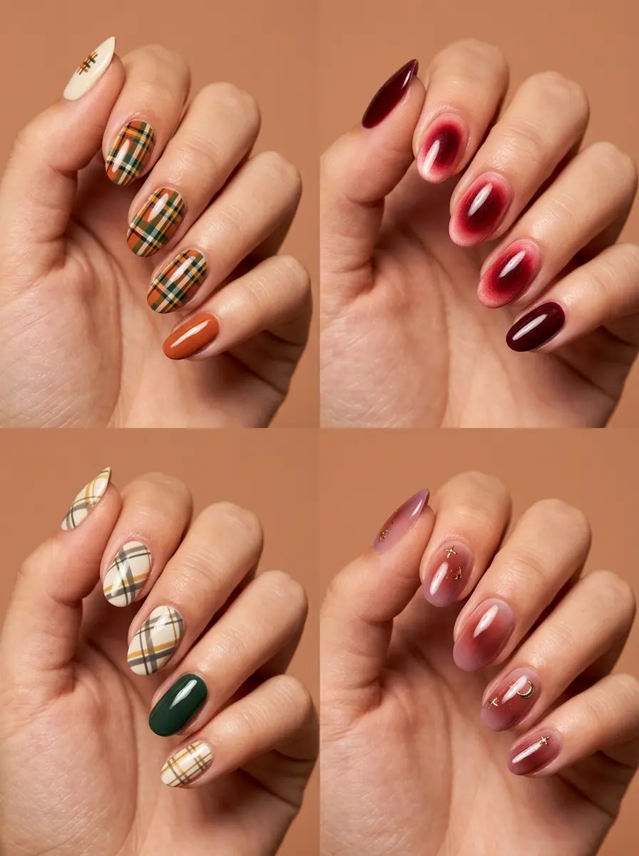fall nail ideas so pretty plaids 1246