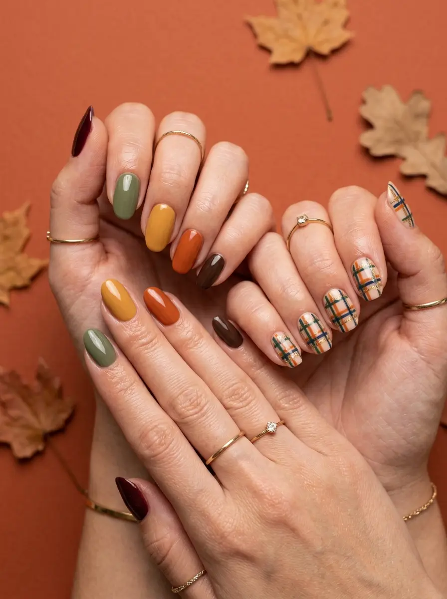 fall nail ideas so pretty plaids 1247