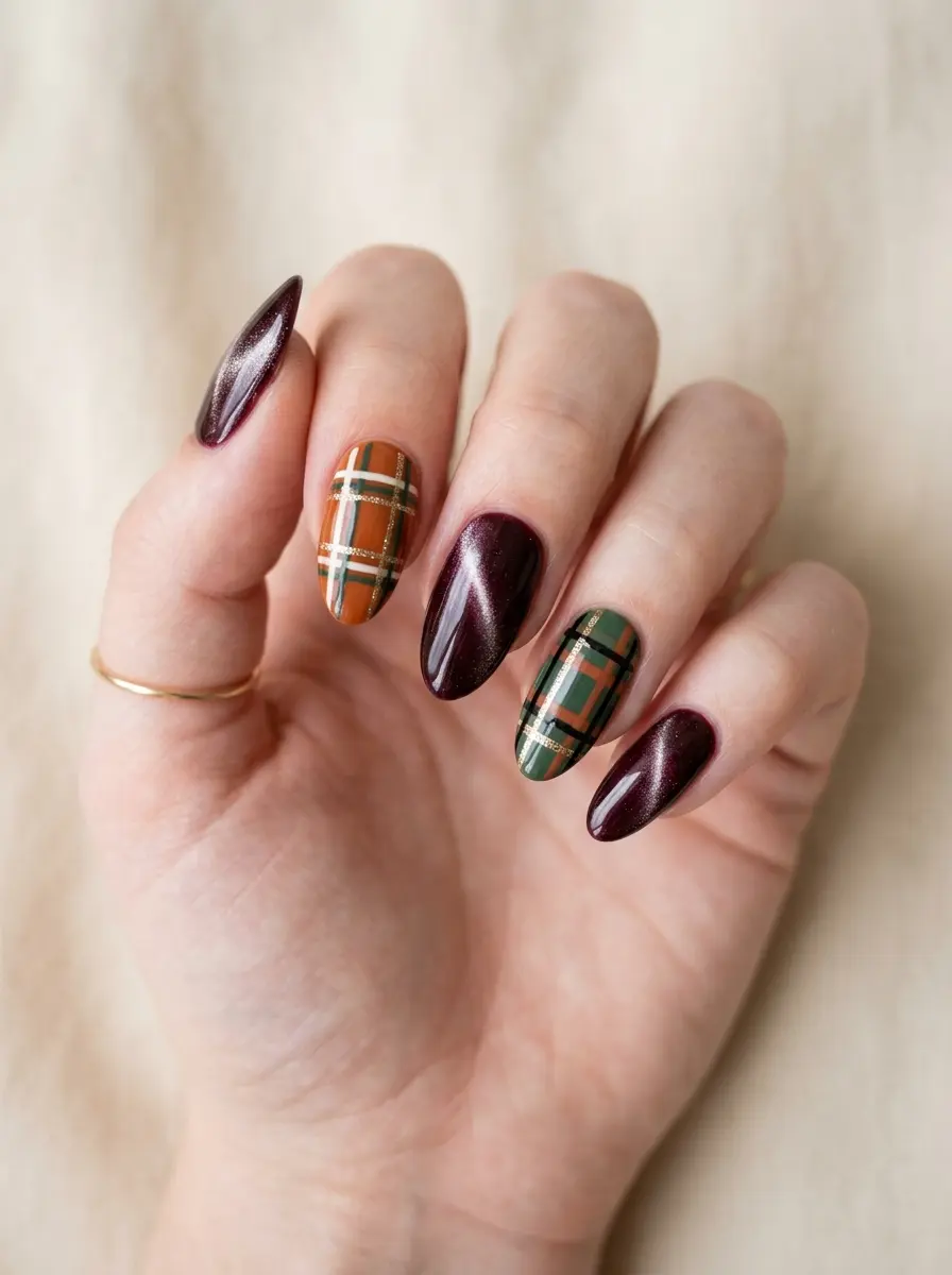 fall nail ideas so pretty plaids 1253