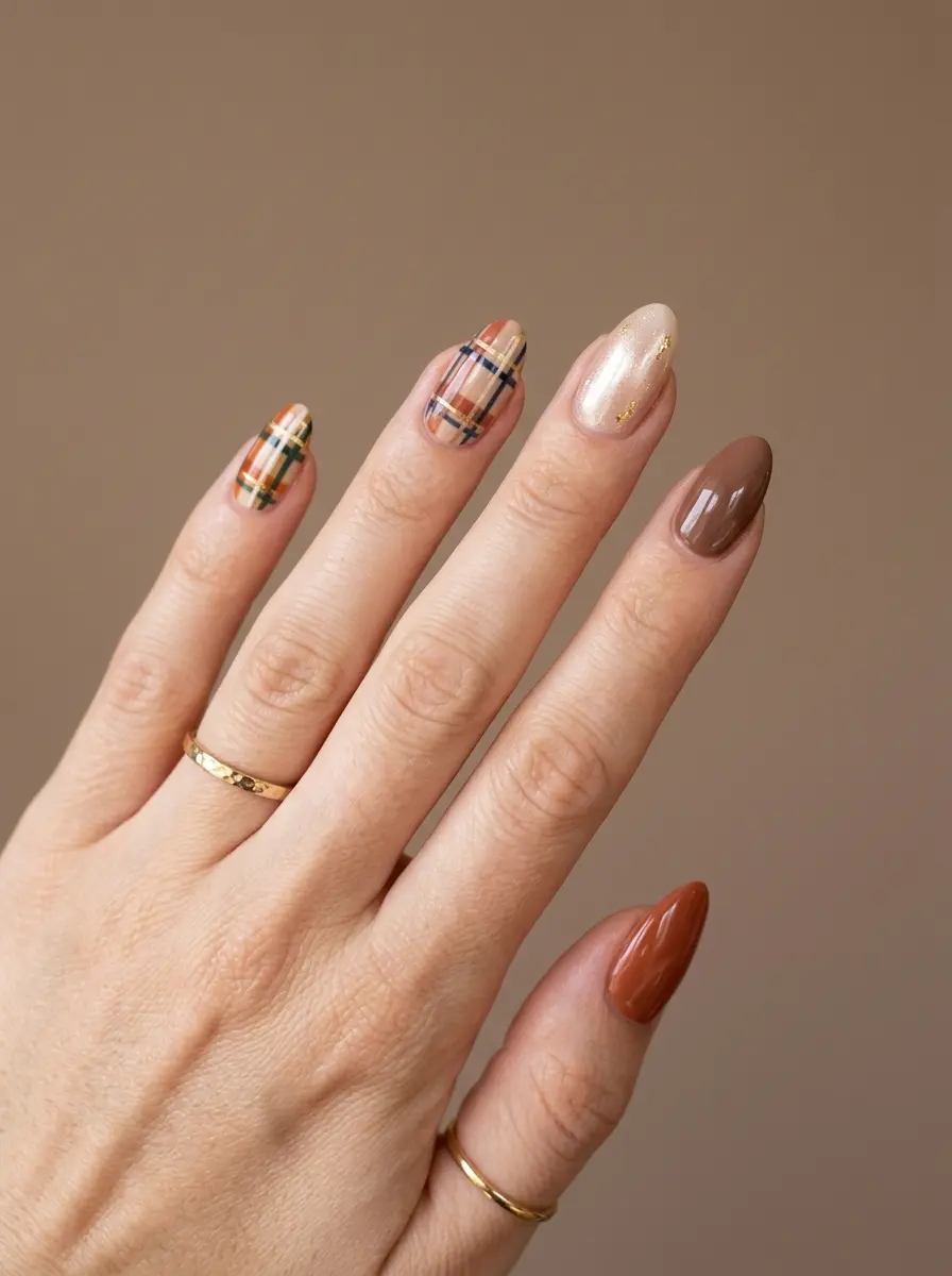 fall nail ideas so pretty plaids 1258