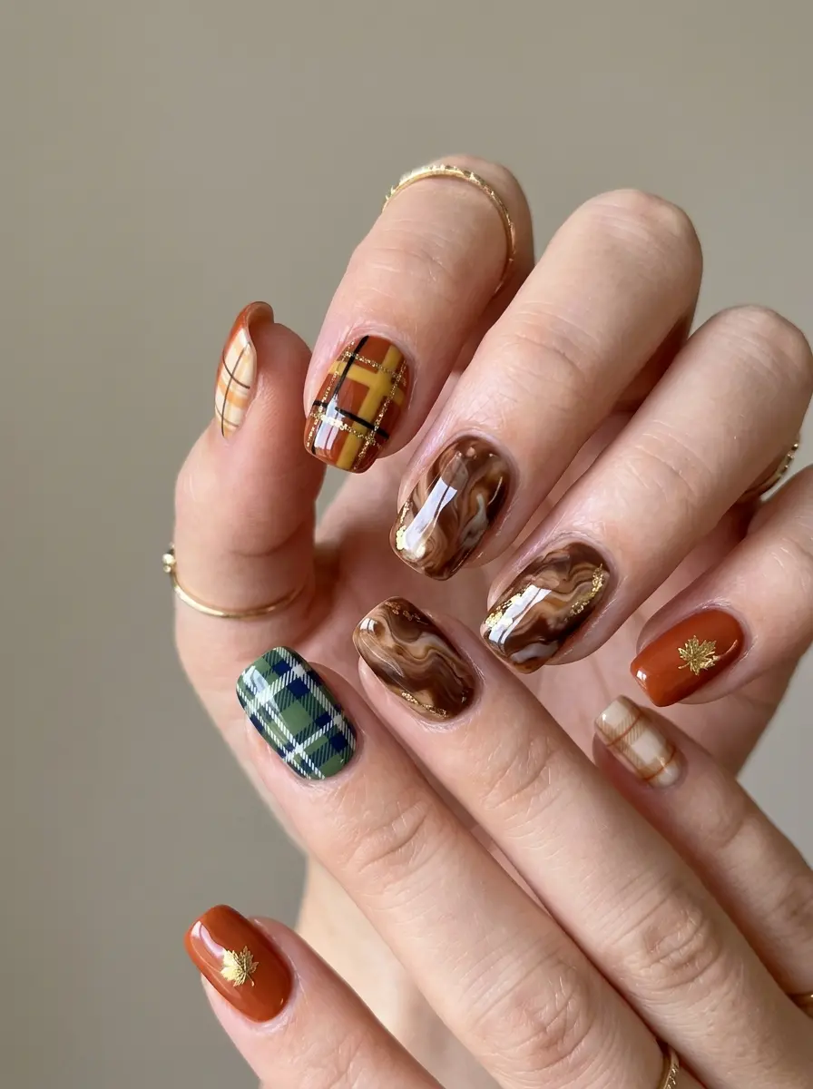 fall nail ideas so pretty plaids 1259