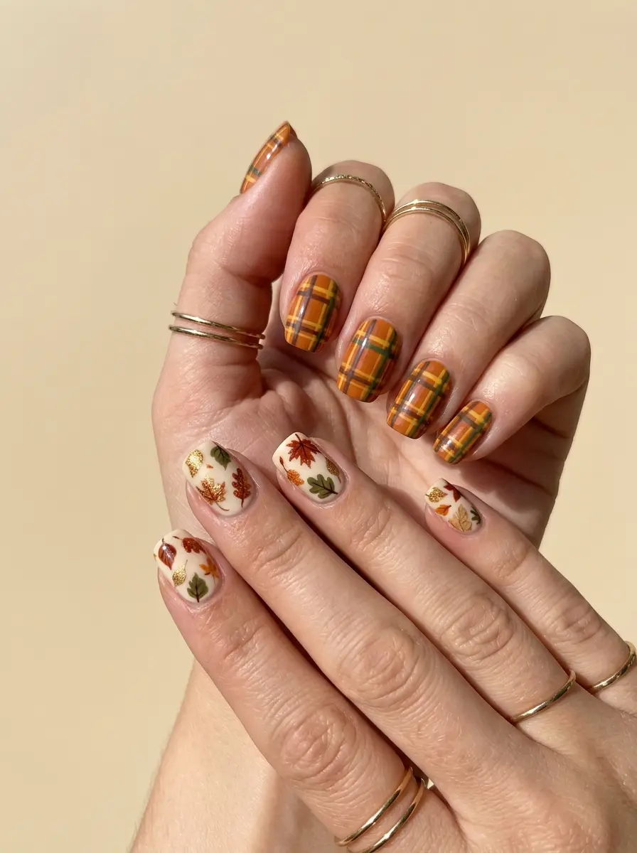 fall nail ideas so pretty plaids 1260