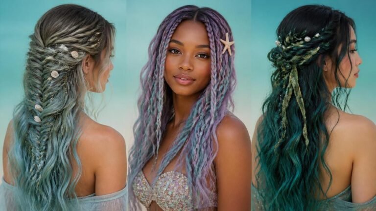 20 Mermaid Hairstyle Ideas With Waves, Braids, Color, and Ocean-Inspired Accessories