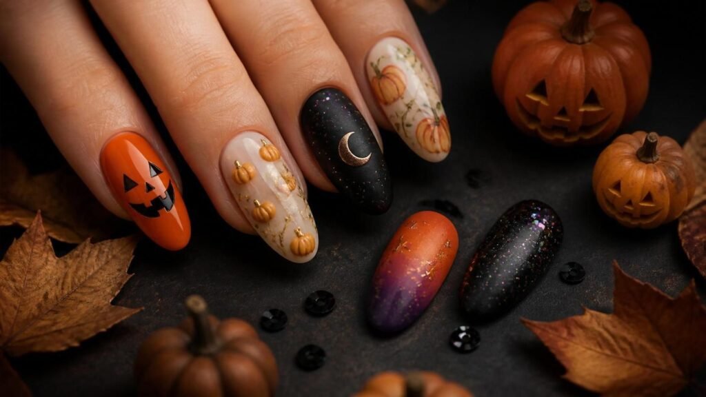 17 Pumpkin Halloween Nails That Are Spooky, Cute & Totally Pinterest-Worthy 1 nail 022