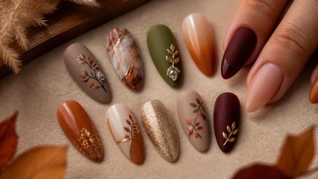17 Beautiful Fall Almond Nail Designs You'll Want to Save Right Now 1 nail 032