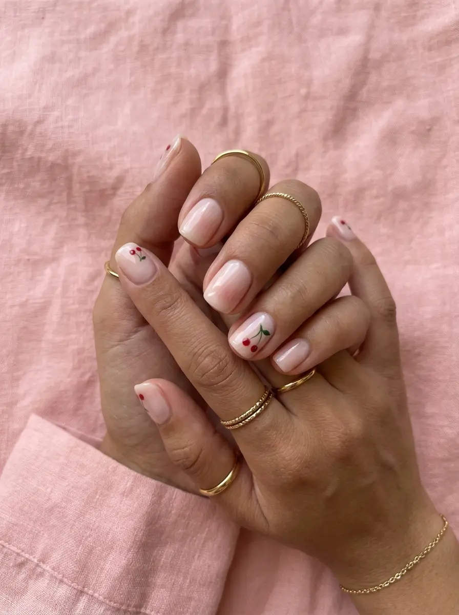 22 Pink Cherry Nail Ideas That Are Sweet, Glossy, and Easy to Wear 15 pink cherry nail ideas 1325