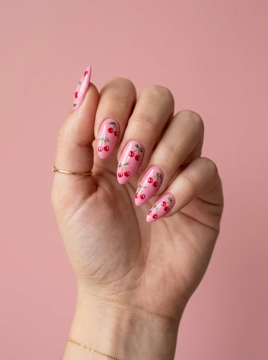 22 Pink Cherry Nail Ideas That Are Sweet, Glossy, and Easy to Wear 16 pink cherry nail ideas 1326