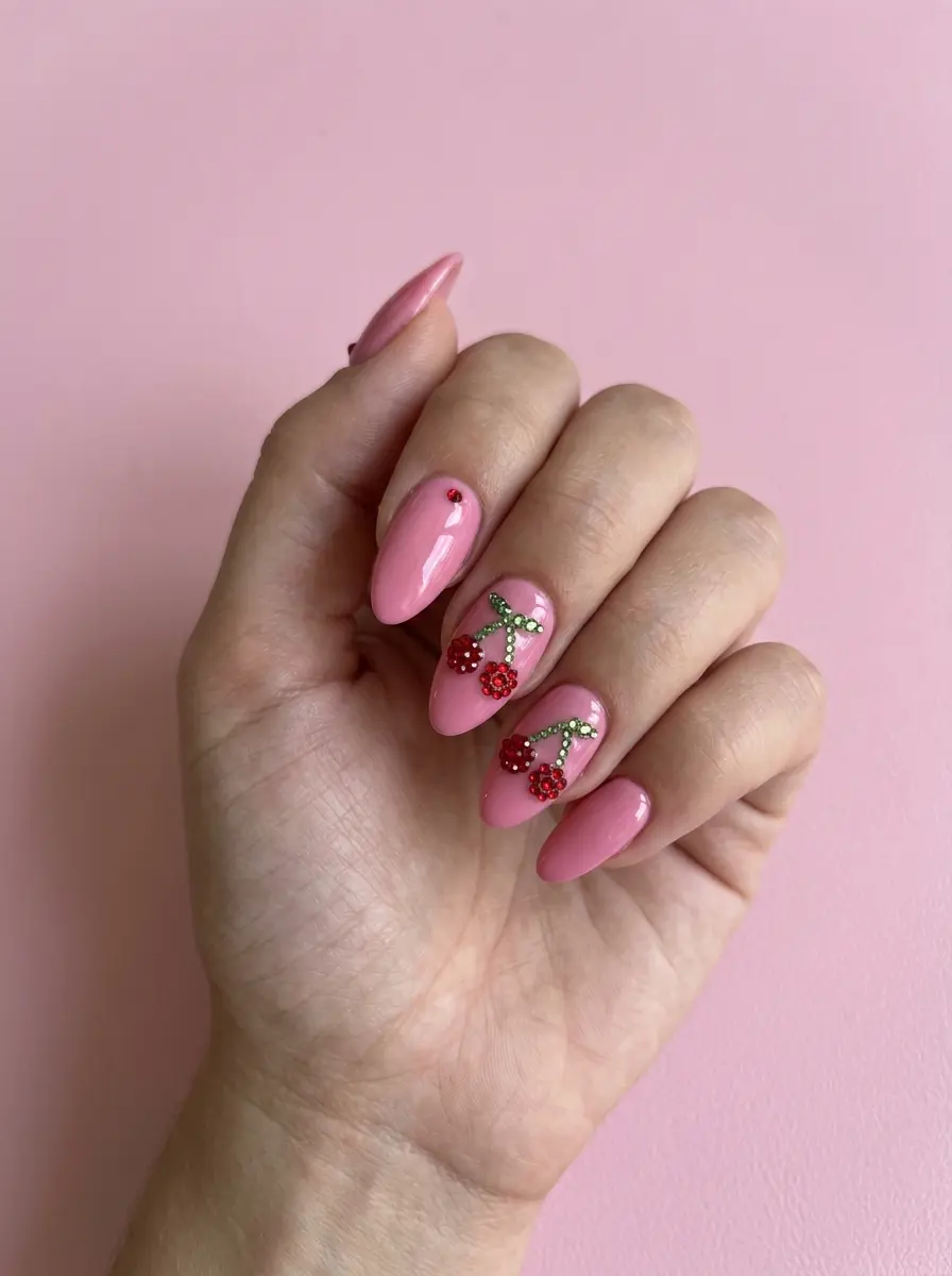 22 Pink Cherry Nail Ideas That Are Sweet, Glossy, and Easy to Wear 17 pink cherry nail ideas 1327