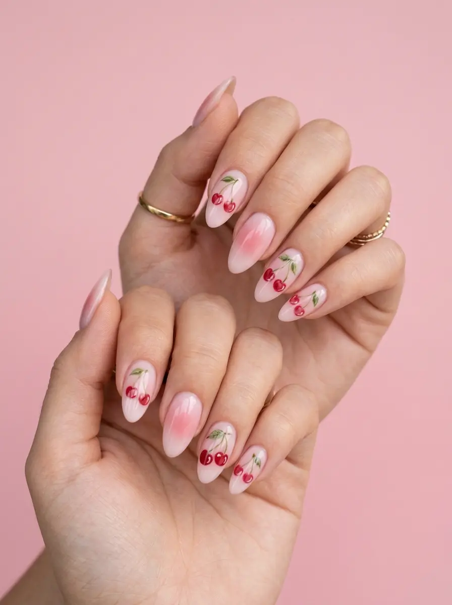 22 Pink Cherry Nail Ideas That Are Sweet, Glossy, and Easy to Wear 19 pink cherry nail ideas 1329
