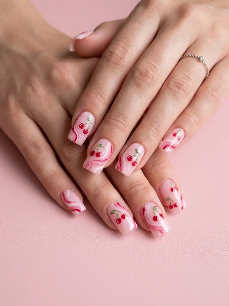 22 Pink Cherry Nail Ideas That Are Sweet, Glossy, and Easy to Wear 21 pink cherry nail ideas 1331