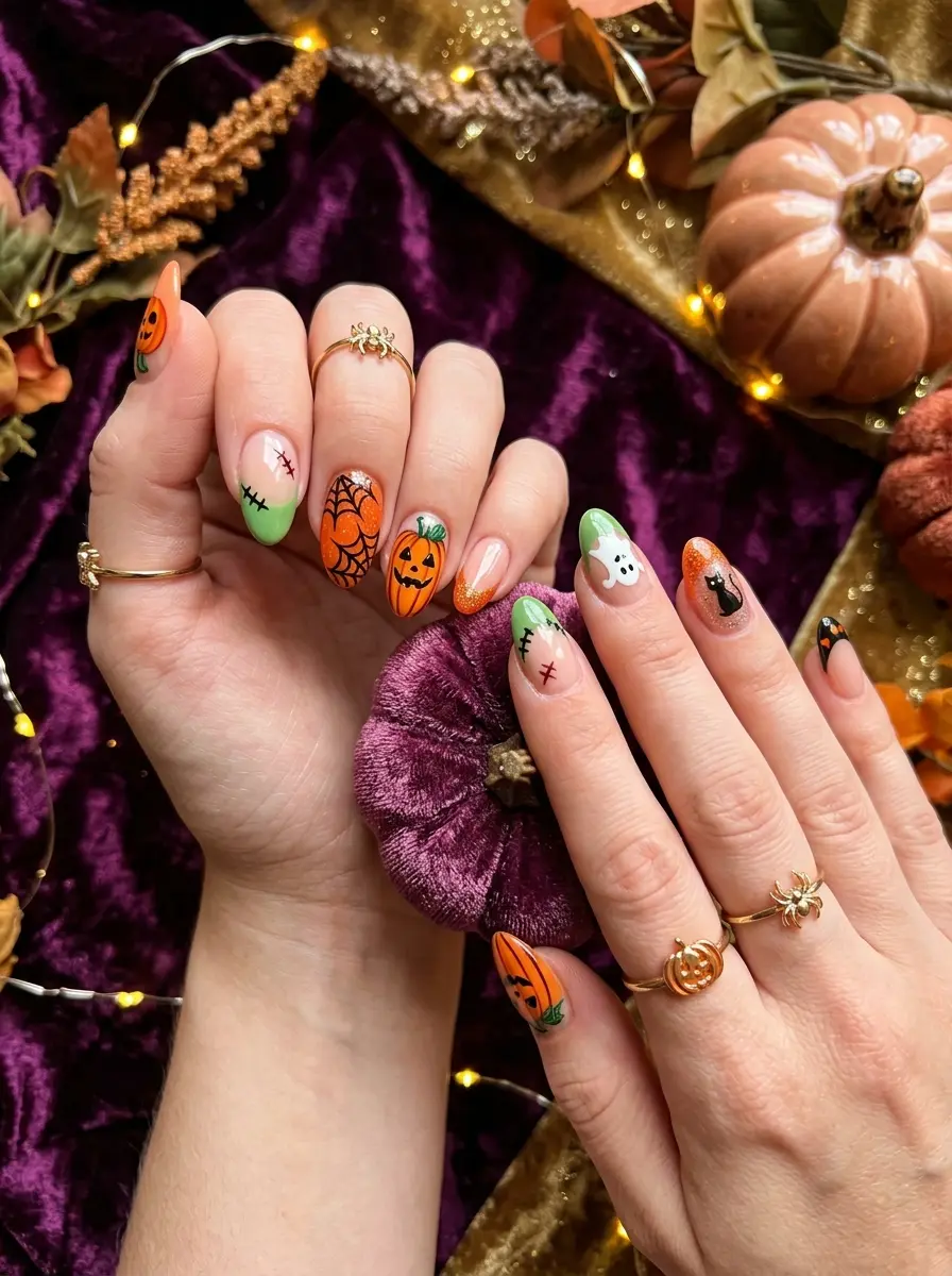 pumpkin halloween nails that are spooky cute to 819