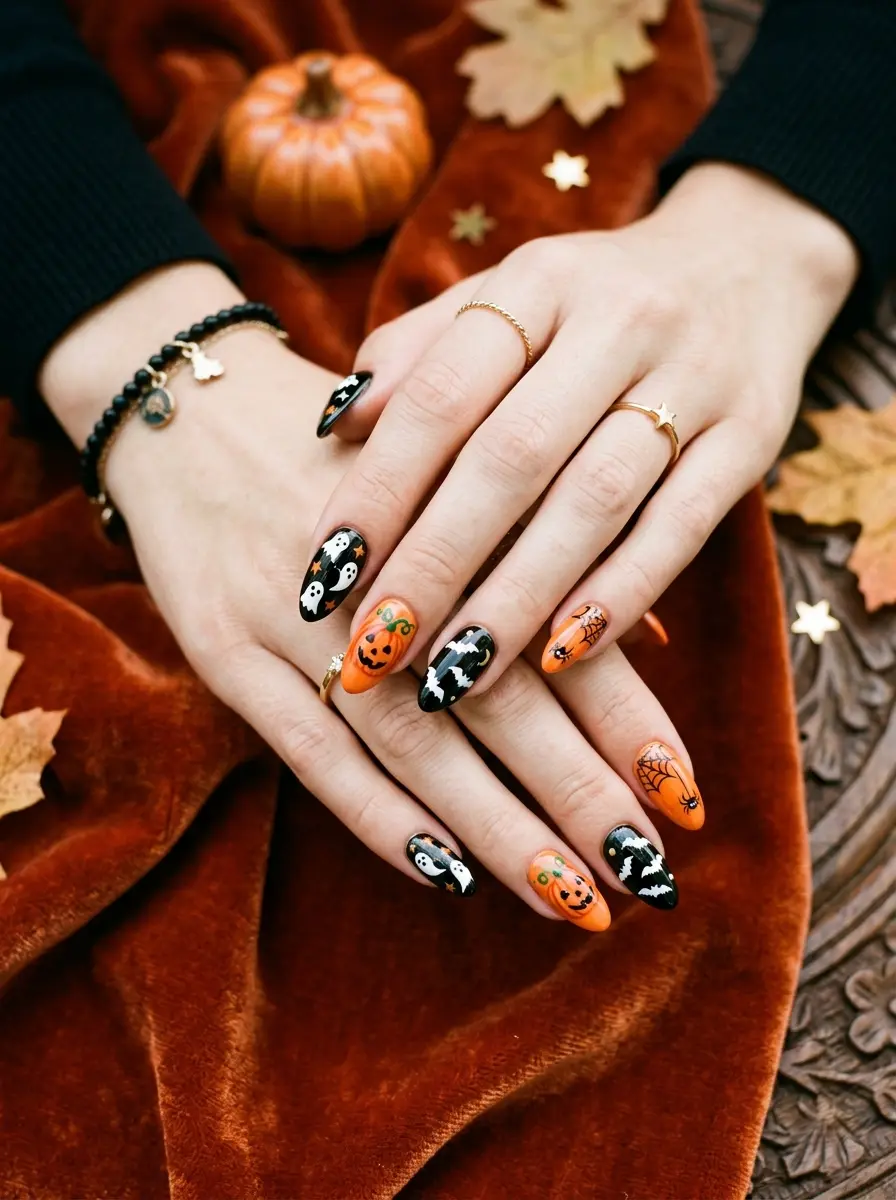 pumpkin halloween nails that are spooky cute to 822