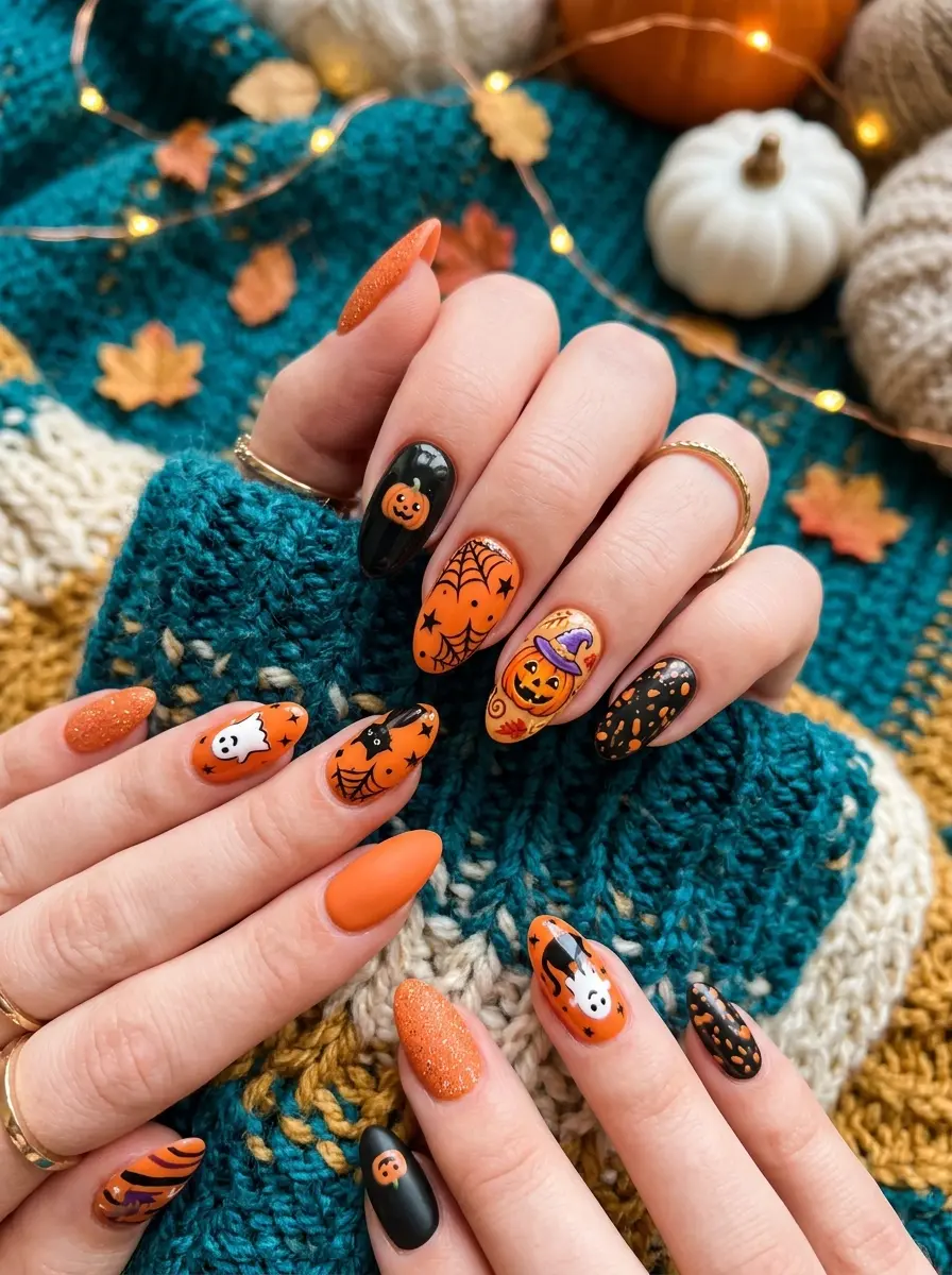 pumpkin halloween nails that are spooky cute to 823