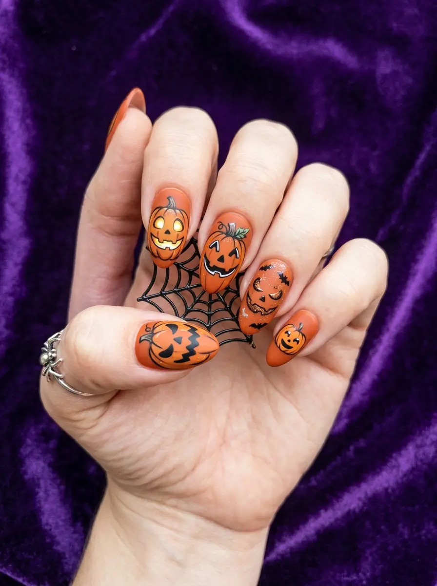 pumpkin halloween nails that are spooky cute to 824