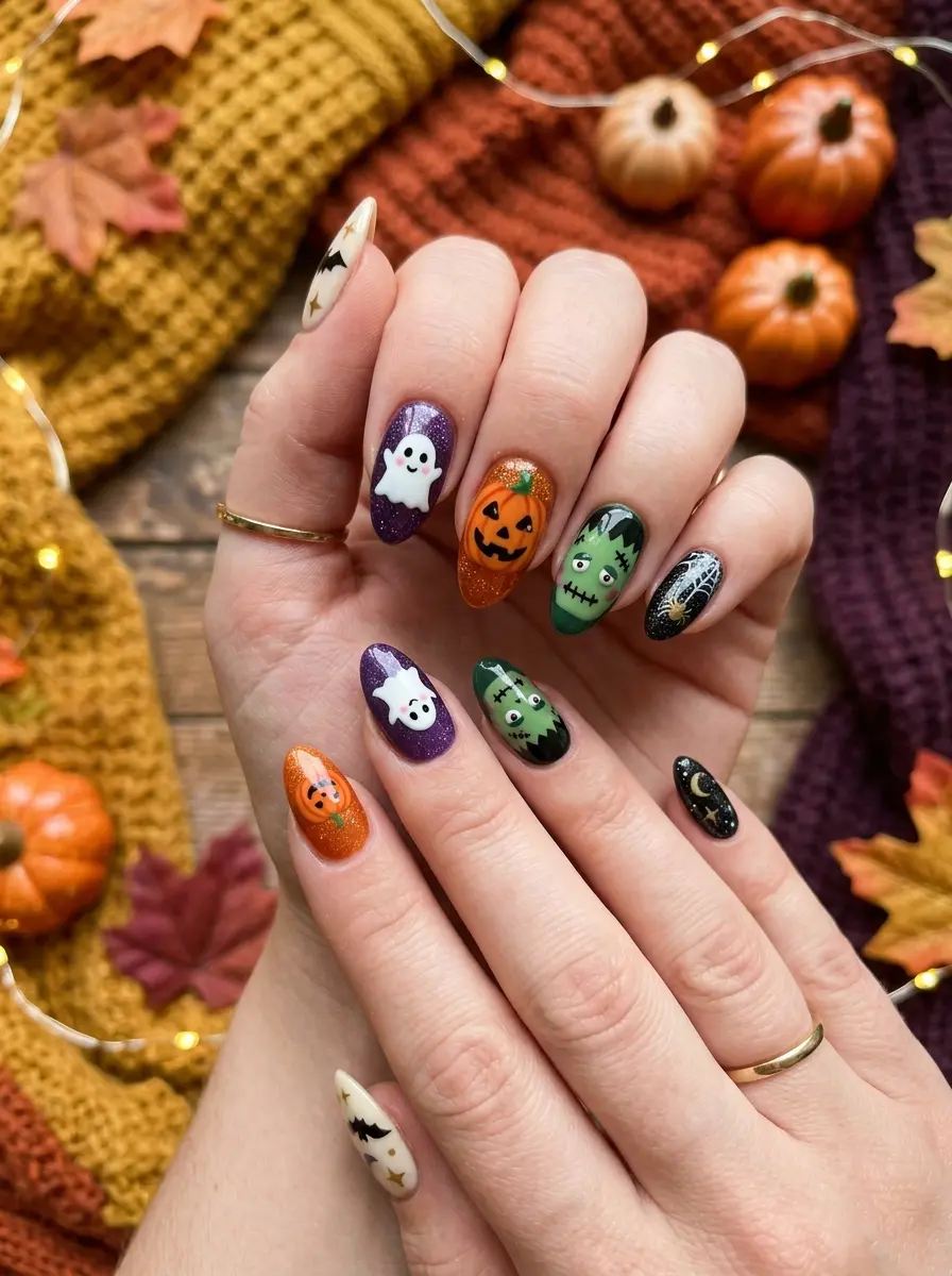 pumpkin halloween nails that are spooky cute to 825