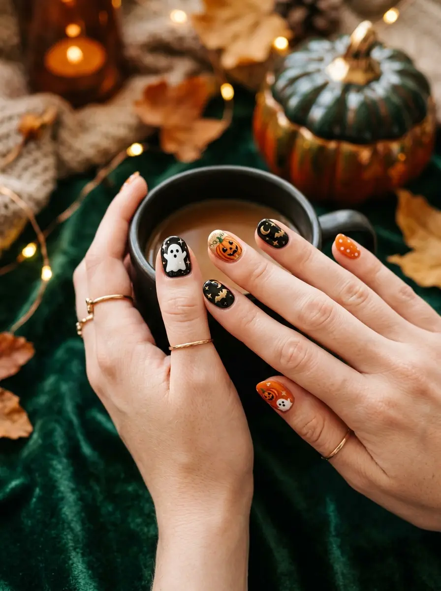 pumpkin halloween nails that are spooky cute to 826