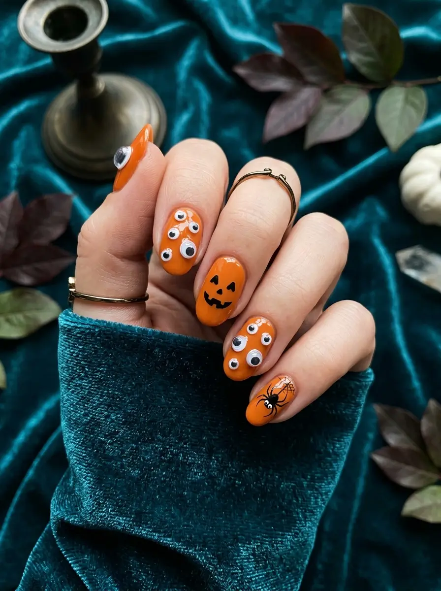 pumpkin halloween nails that are spooky cute to 827