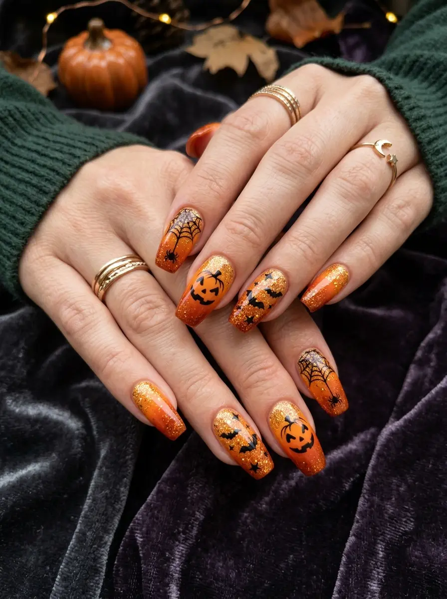 pumpkin halloween nails that are spooky cute to 831