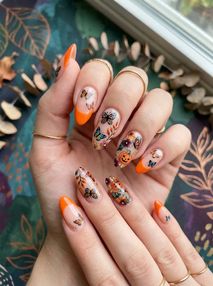 pumpkin halloween nails that are spooky cute to 833