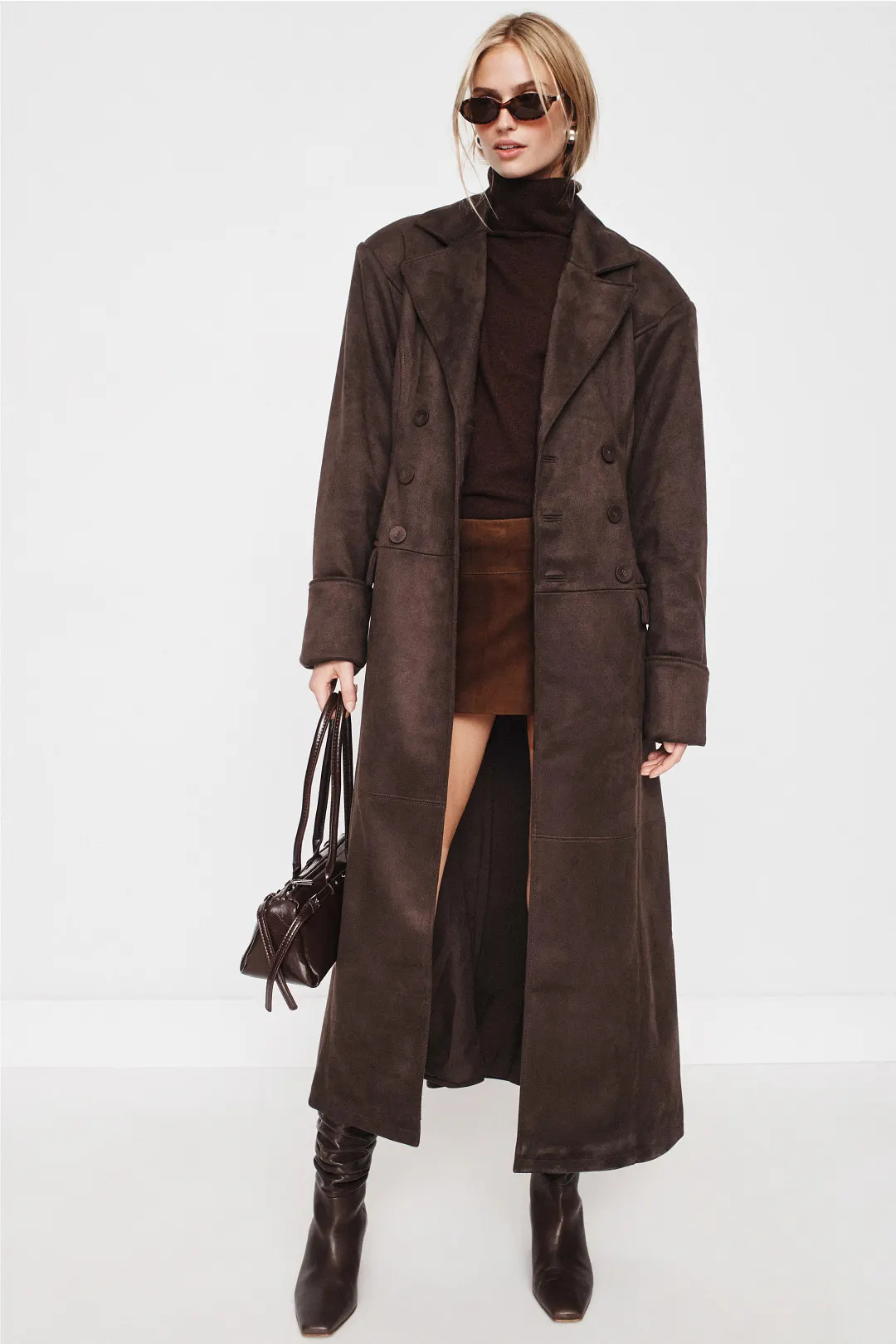 Chocolate Brown Long Coat with Monochrome Brown Layers