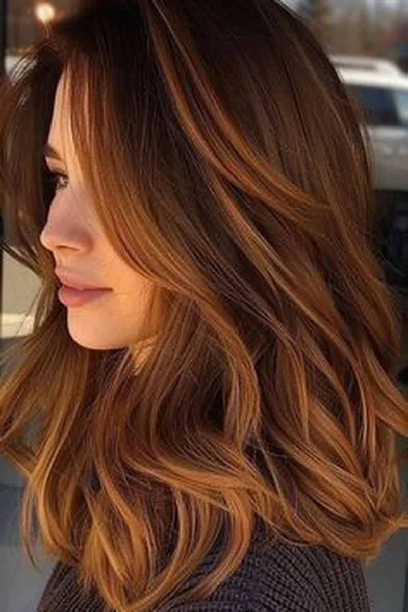 Copper-Toned Brown to Blonde Balayage