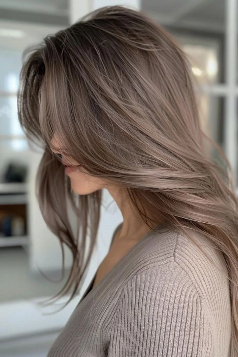 Layered Beige Blonde Balayage
