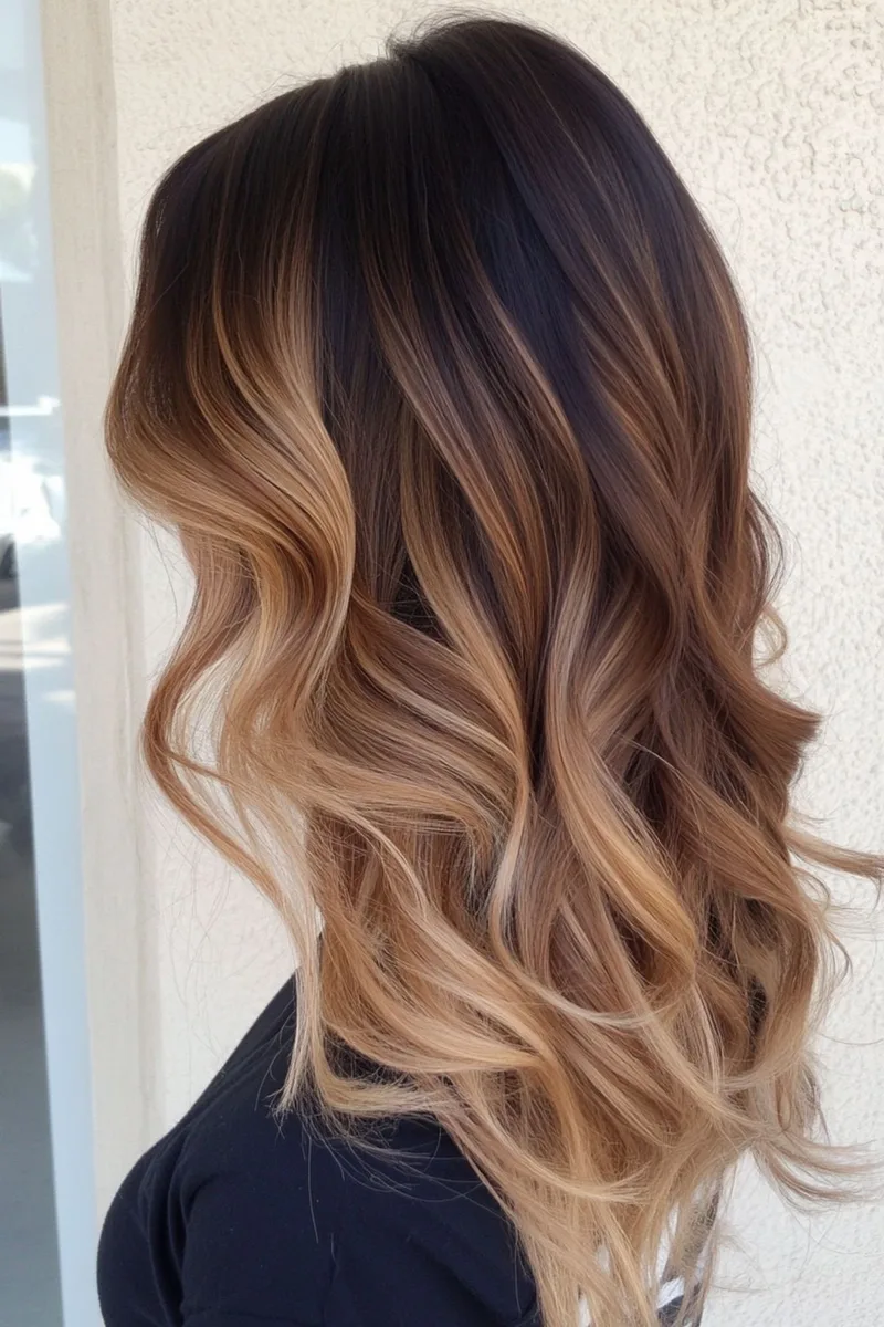 Soft Ombre Waves from Brown to Blonde