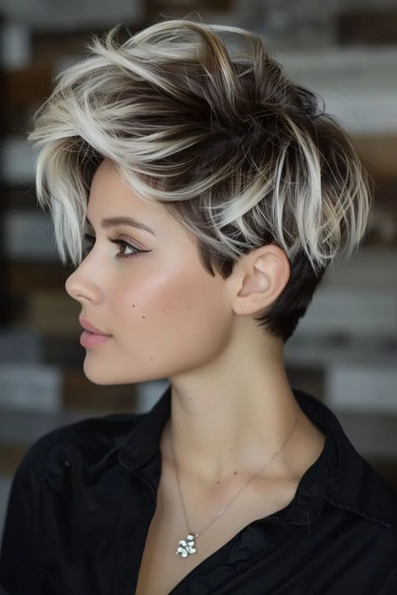 Pixie Cut with Blonde Balayage