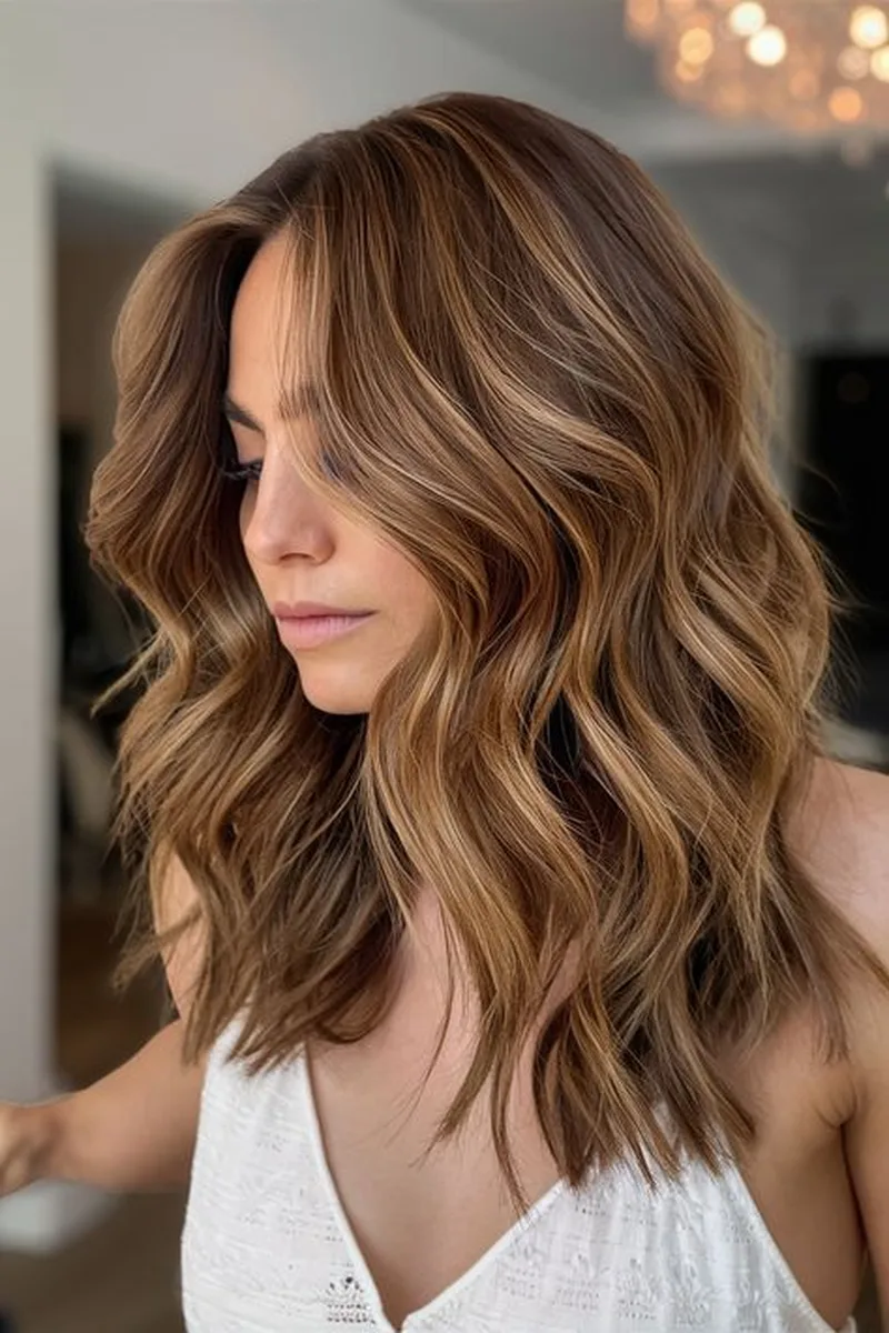 Soft Brown to Blonde Balayage with Natural Waves
