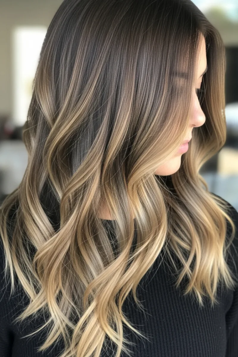 Effortless Lived-In Brown to Blonde Balayage