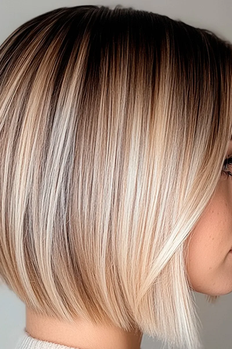 Blunt Bob with Brown to Blonde Gradient