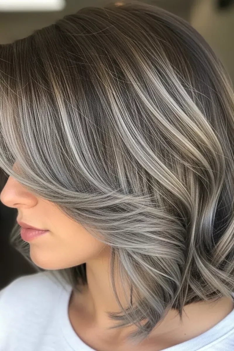 Silver-Highlighted Bob with Soft Waves