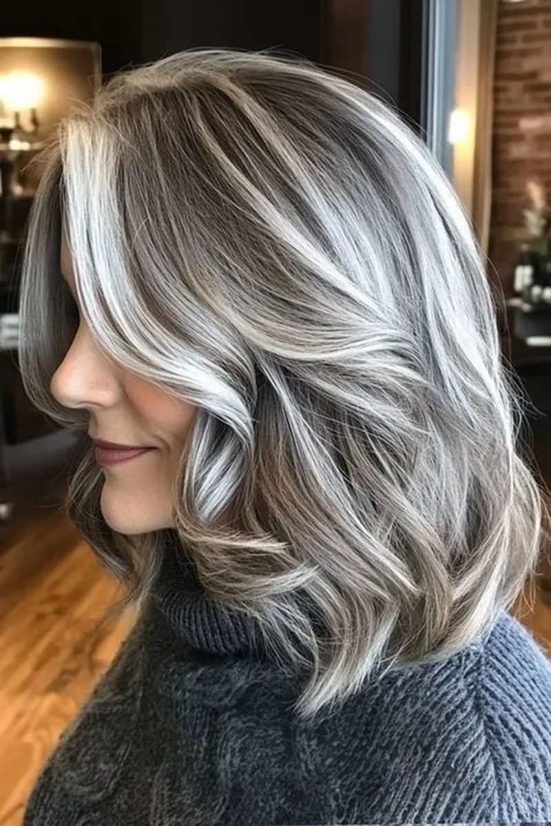 Wavy Bob with Platinum-Tipped Highlights