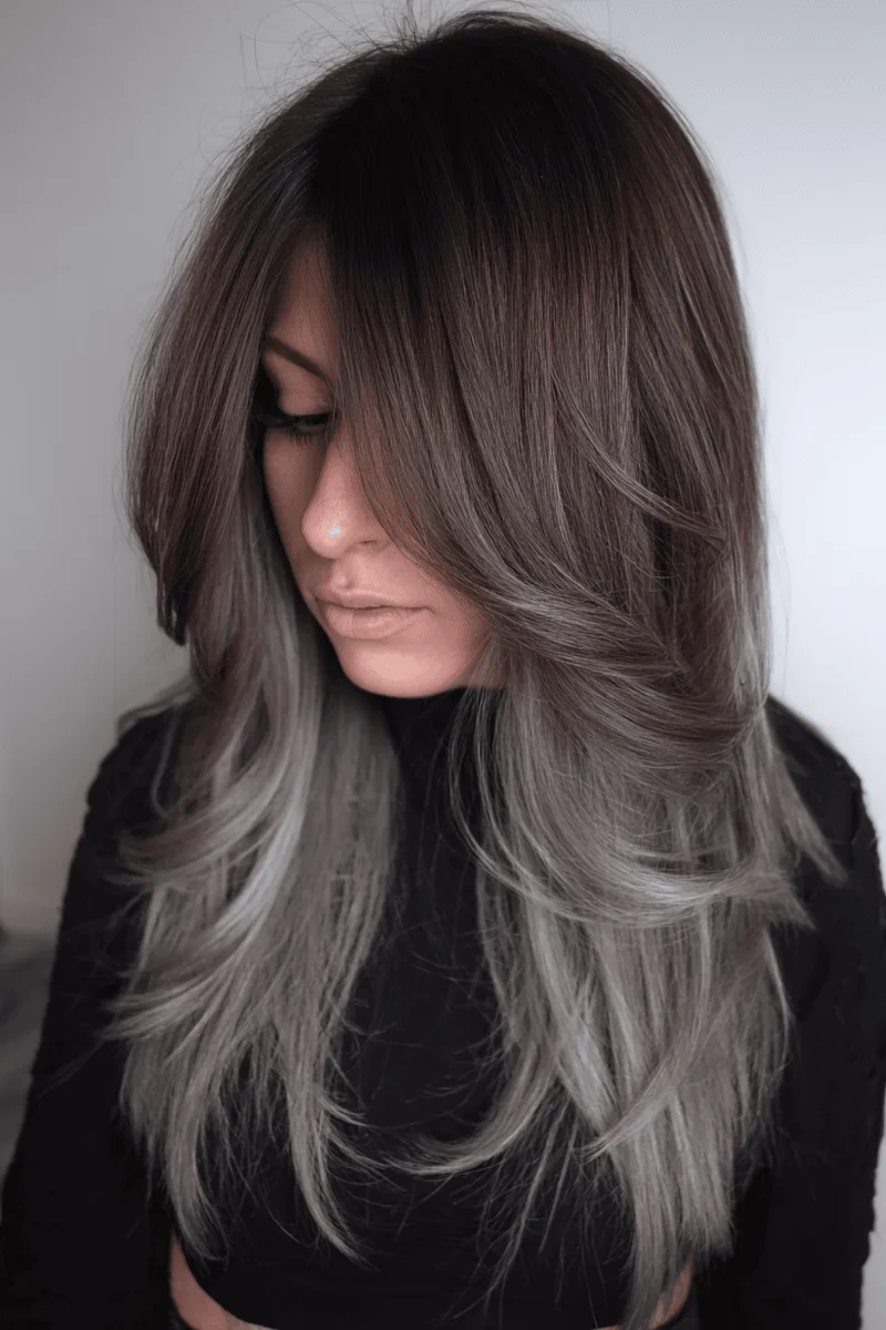 Curly Chestnut Brown with Silver Accents