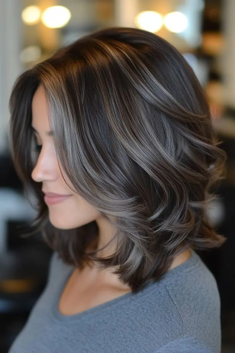Soft Brown Hair with Silver Framing